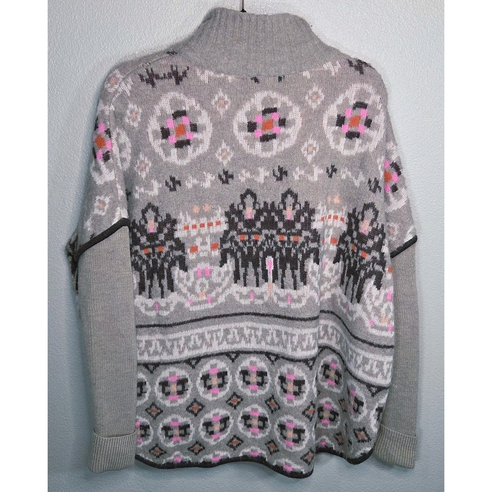 Sleeping On Snow Anthropologie Fair Isle Sweater XS/S Oversized Quarter Zip Nord - Picture 3 of 10